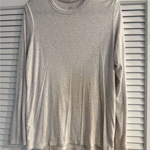 Aerie Gray Striped Long Sleeve Shirt